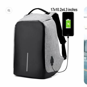 Stylish Black and Gray Anti-Theft Backpack